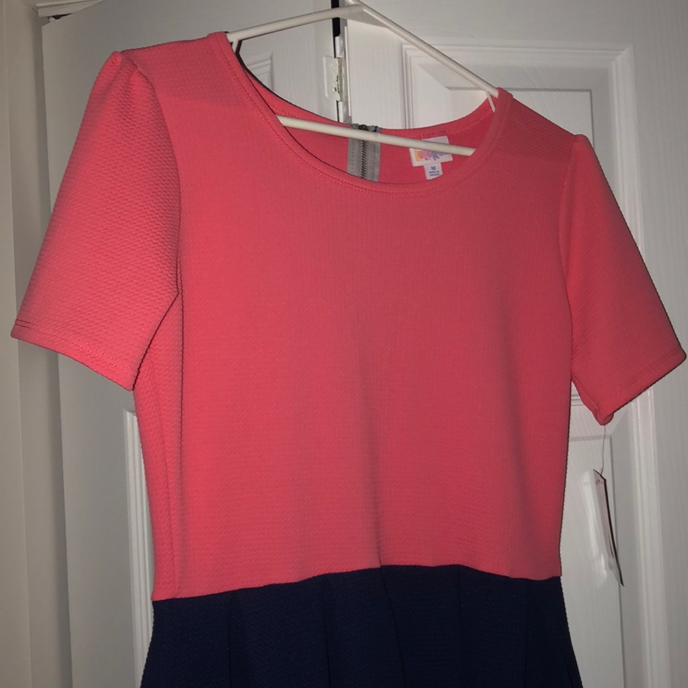 LuLaRoe Peach & Navy Blue Amelia Dress 👗